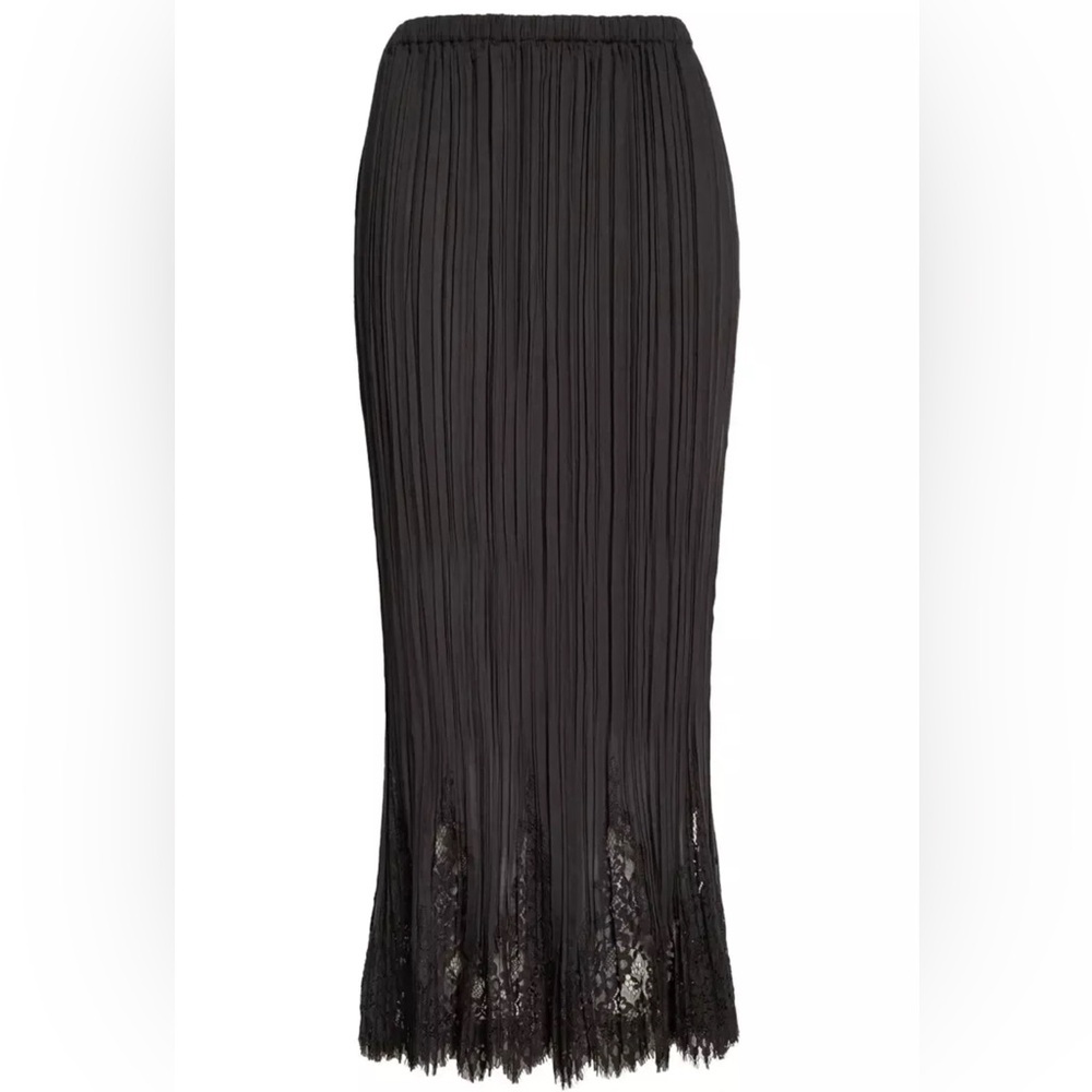 Zimmermann Pleated Lace Trim Midi Skirt